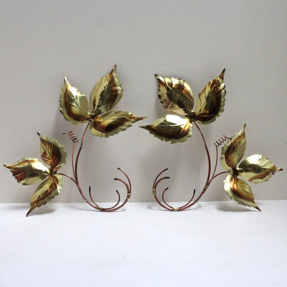 2 Pieces - Copper and Gold Color Home Interiors and Gifts Metal Leaves Decor - Picture 4 of 9